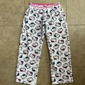 Hello Kitty Sanrio Fleece Sleepwear Pants Womens Sz M Straight Wide Leg